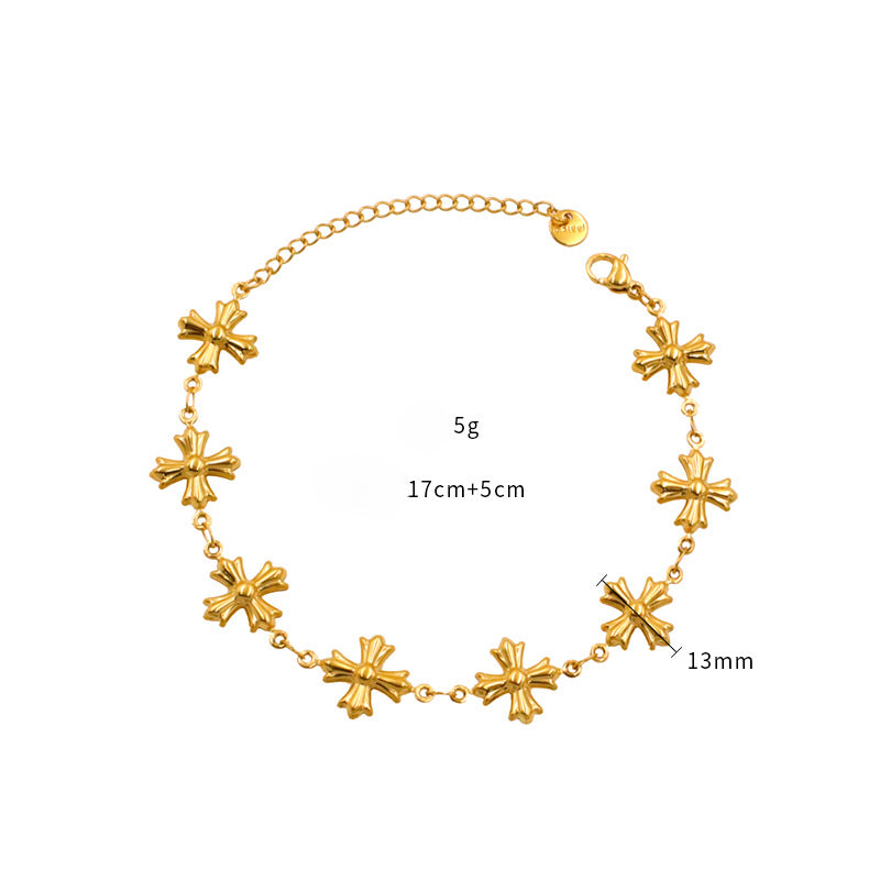 Gold Bracelet for Women Retro Cross Collarbone Bracelet