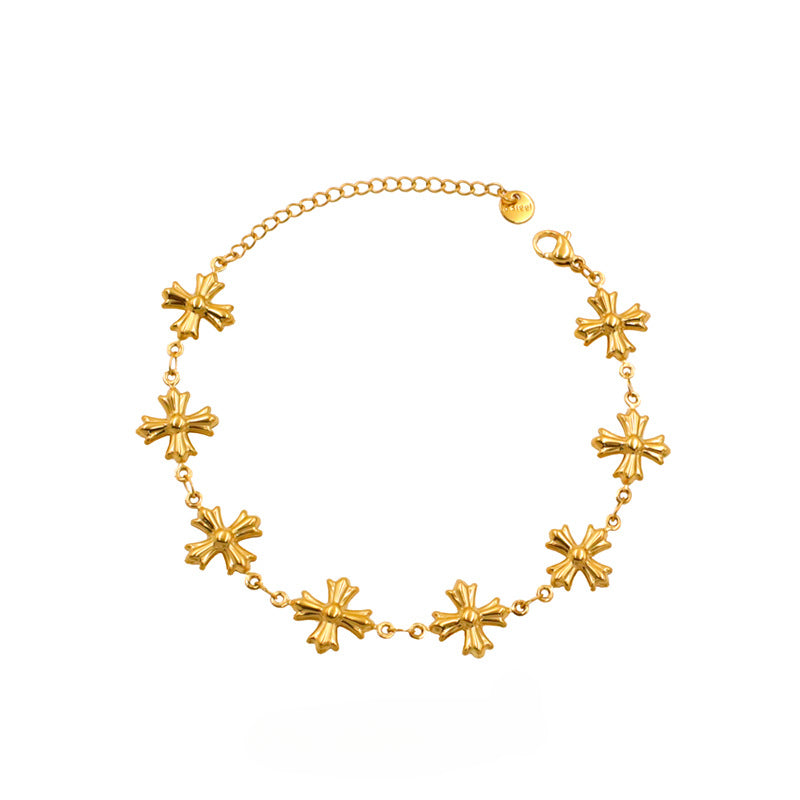 Gold Bracelet for Women Retro Cross Collarbone Bracelet