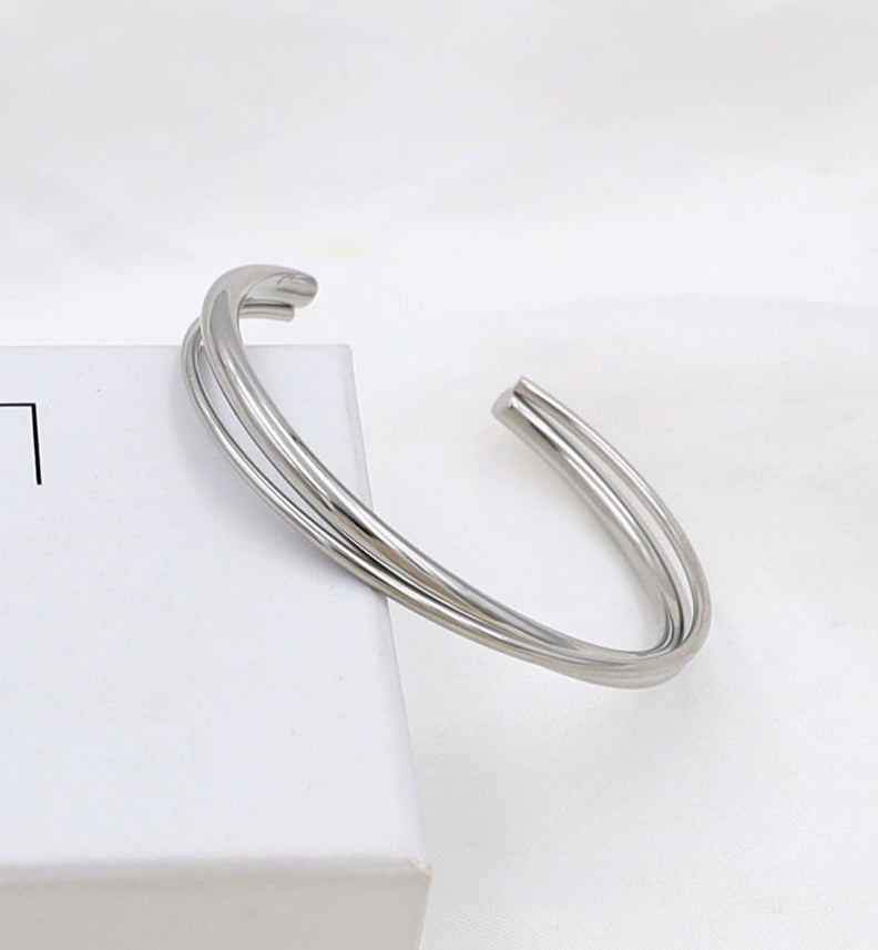 Gold Bracelet for Women Plain Opening Bracelets Silver Women's Jewelry