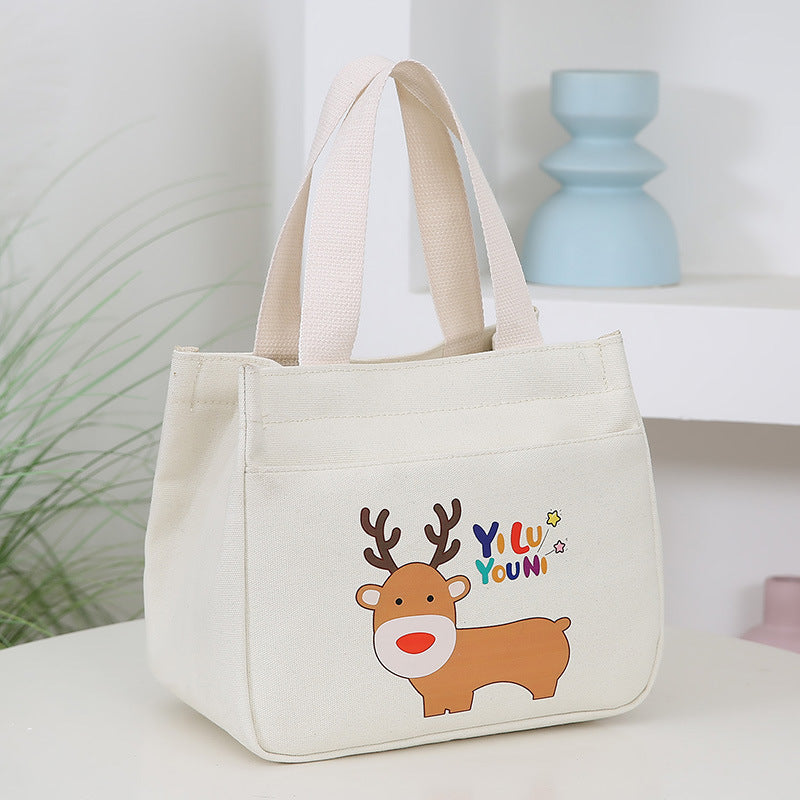 2025 New Cartoon Printed Handbag Large Capacity Simple Fashion Tote Bag Multi functional Makeup Bag