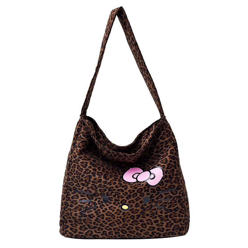 2025 New Trendy Hot Girl Leopard Pattern Women's Bag Lazy Style Velvet Shoulder Bag Fashion Commuter Large Capacity Tote Bag