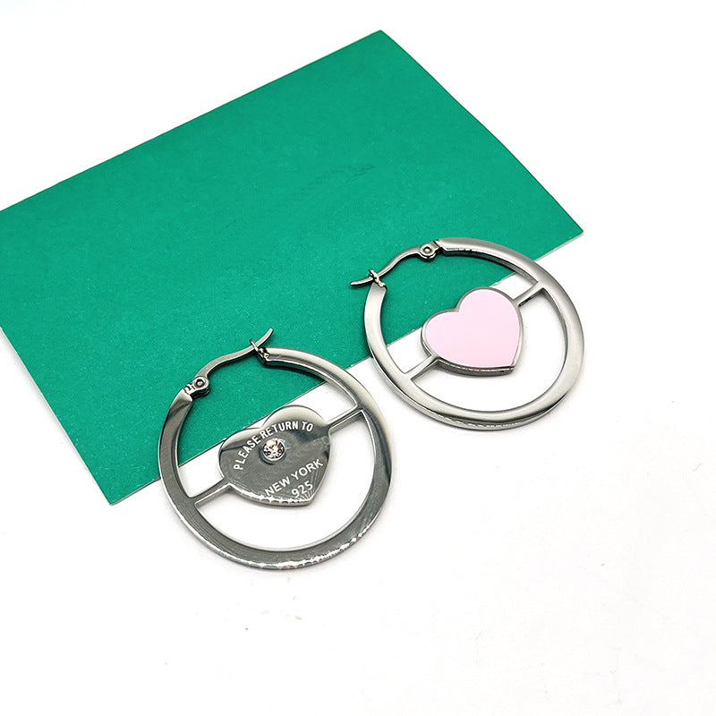 Gold Earrings for Women Silver Heart-shaped Enamel Earrings