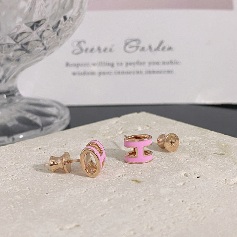 Earrings for Women Elegant H-shaped Stud Earrings Muti-Coloful