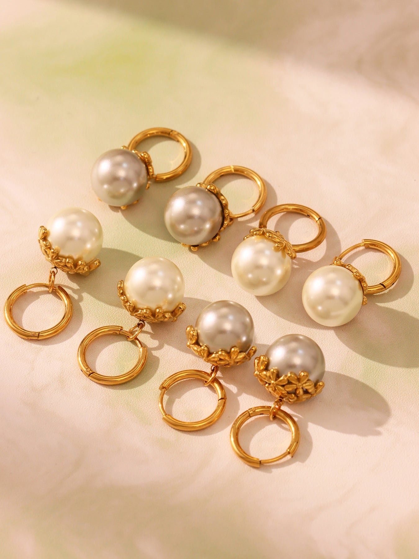 Gold Earrings for Women Elegant Small Flower Pearl Earrings