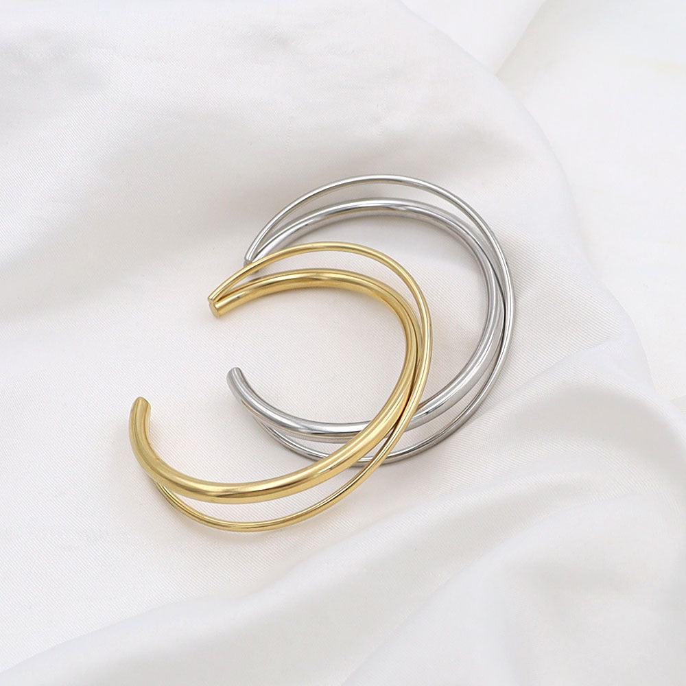Gold Bracelet for Women Plain Opening Bracelets Silver Women's Jewelry