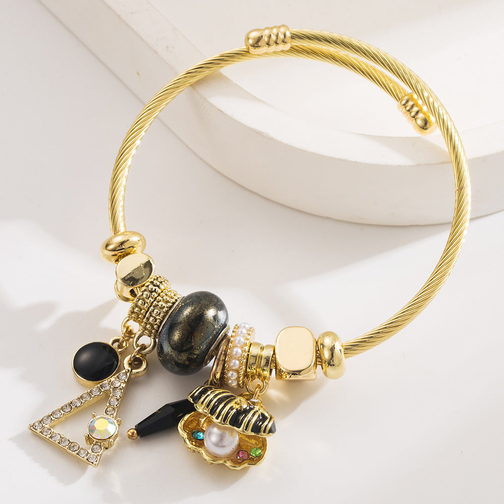Gold Bracelets for Women Beaded Bracelet Charm Bracelet Geometric Tennis Bracelet
