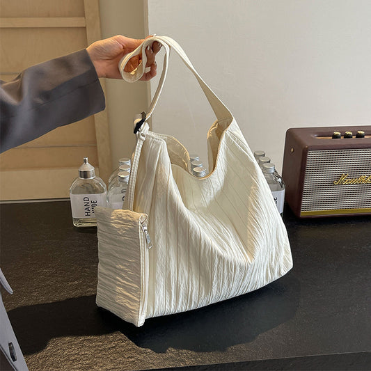 2025 New Bag Wrinkled Underarm Bag Tote Bag Canvas Bag Large Capacity Single Shoulder Women's Bag Cross Shoulder Handbag