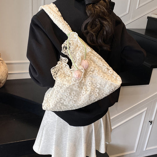 Lazy Style Big Bag for Women 2025 New Trendy Fashion Hollow Shoulder Bag Large Capacity Commuter Tote Bag