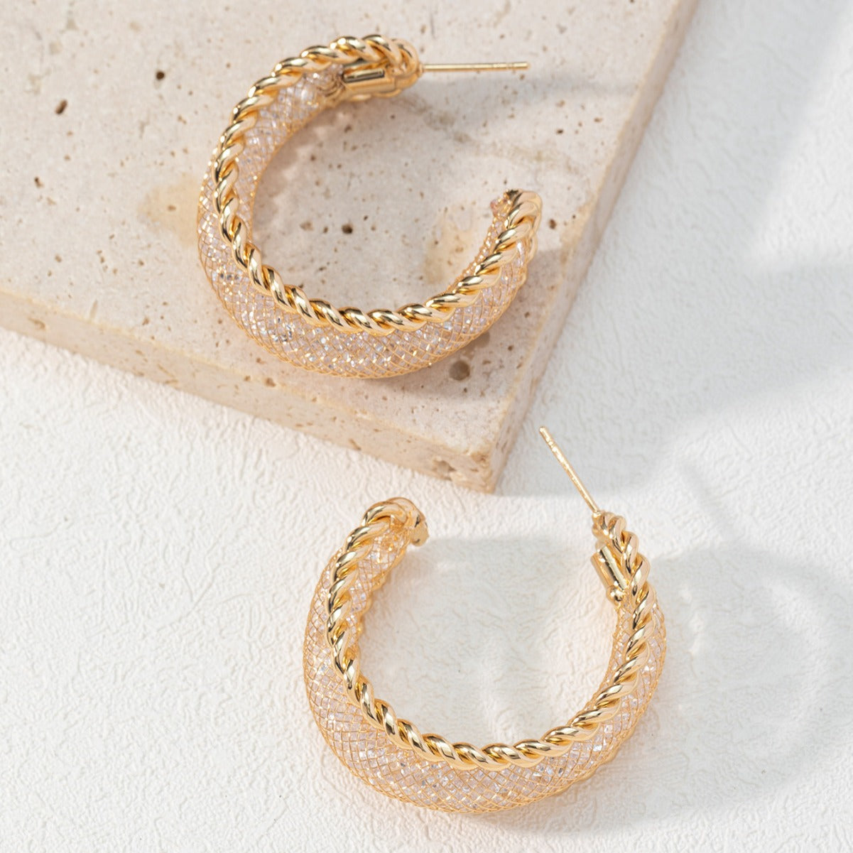 Earrings for Women Gold Half-Moon Crystal Earrings