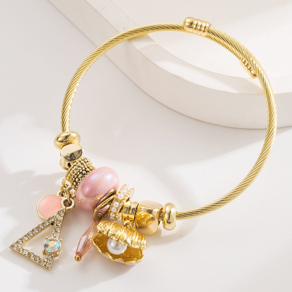 Gold Bracelets for Women Beaded Bracelet Charm Bracelet Geometric Tennis Bracelet