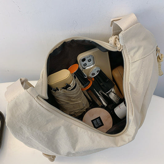 2025 summer new versatile shoulder bag travel crossbody bag washed wrinkled nylon retro casual lightweight dumpling bag