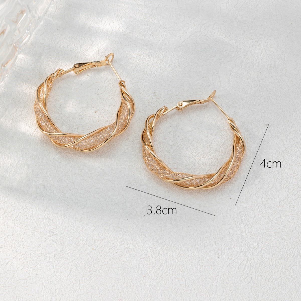 Earrings for Women Crystal Gold Twisted Hoop Earrings