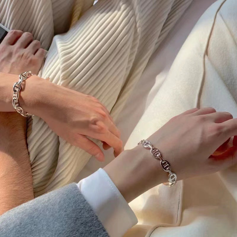 Gold Bracelets for Women Silver Pig's nose Tennis Bracelet for Girl