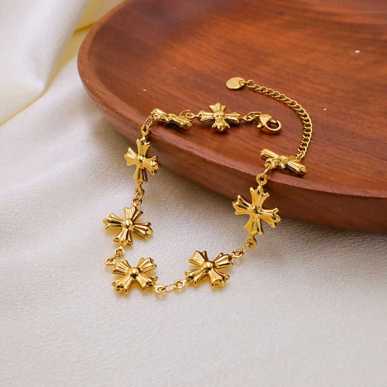 Gold Bracelet for Women Retro Cross Collarbone Bracelet