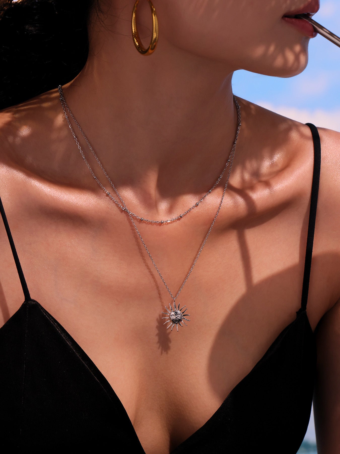 Gold Necklace for Women Sun Goddess Pendant Necklace Women's Jewelry