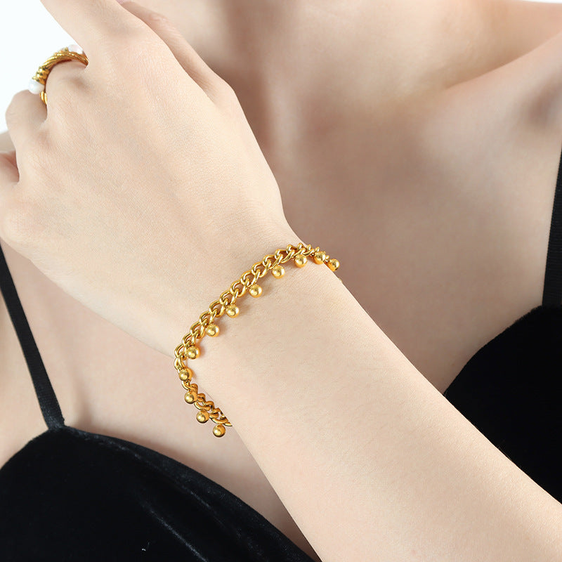 Gold Bracelet for Women Beaded Cuban Bracelets Women's Jewelry