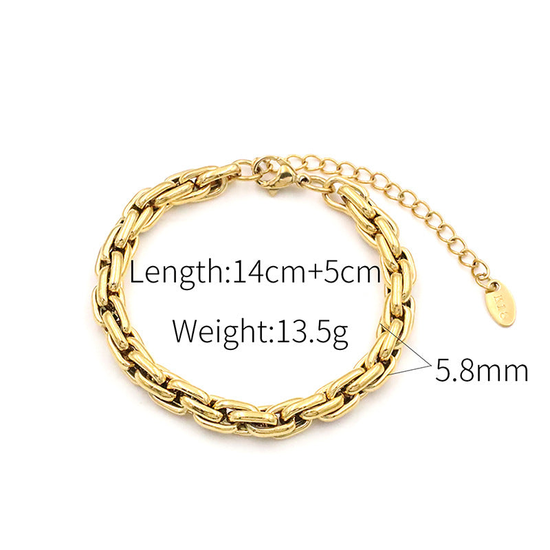 Gold Bracelet for Women Oval-Shaped Interlocking Bracelet Women's Jewelry
