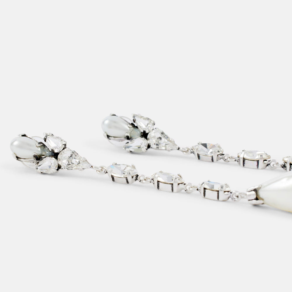 Earrings for Women Diamond Pearl Drop Crystal Earrings Silver Women's Jewelry