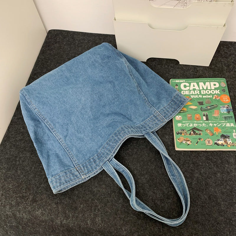 Lazy Chic Large Capacity Denim Bag for Women 2025 New Fashionable Student School Bag Casual Boho Commute Crossbody Bag