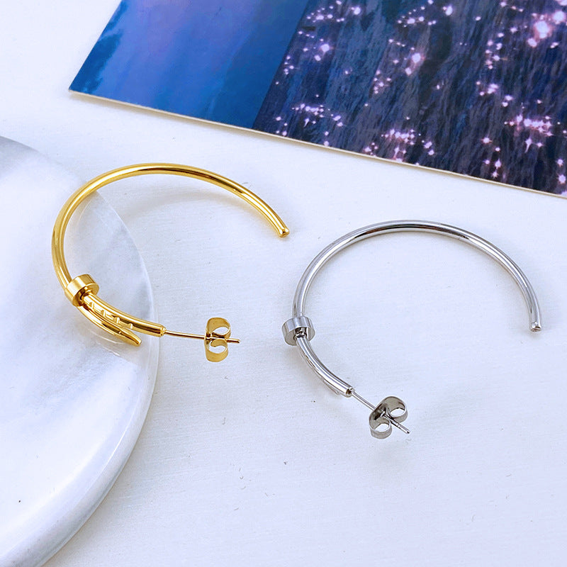 Gold Earrings for Women Diamond Silver Nail Stud Earrings