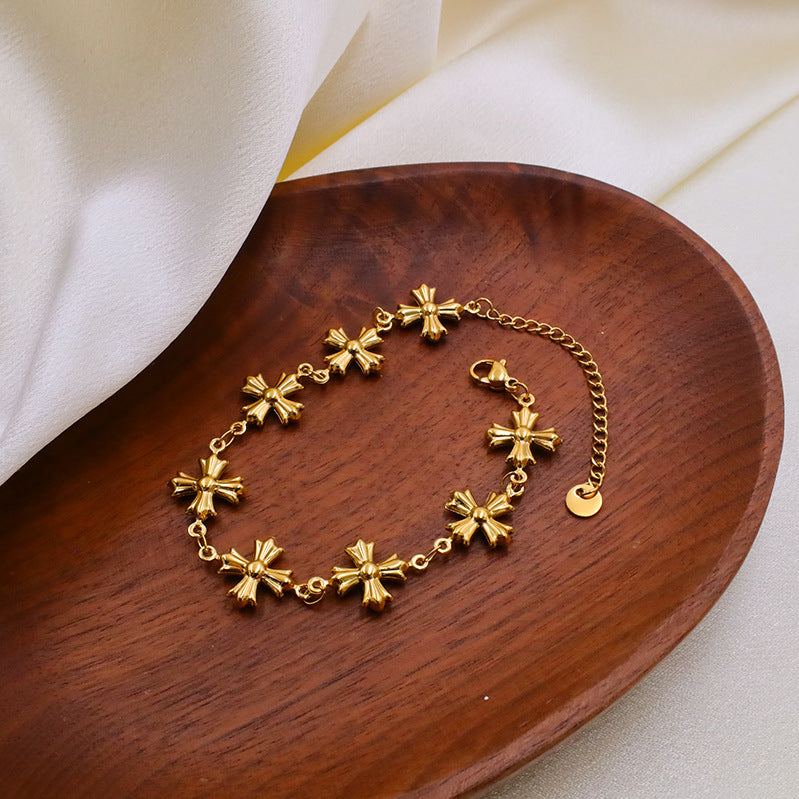 Gold Bracelet for Women Retro Cross Collarbone Bracelet