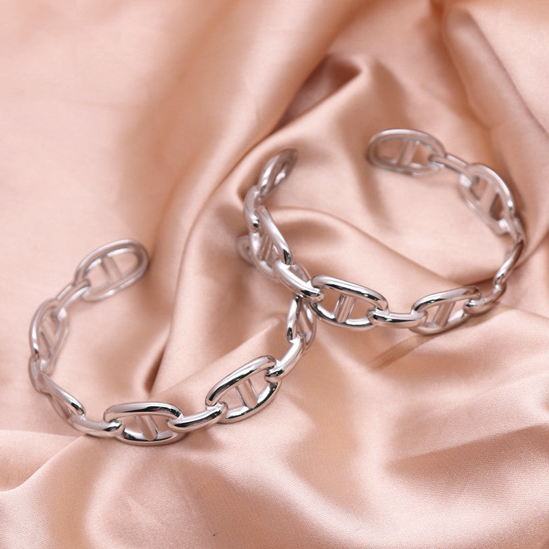 Gold Bracelets for Women Silver Pig's nose Tennis Bracelet for Girl