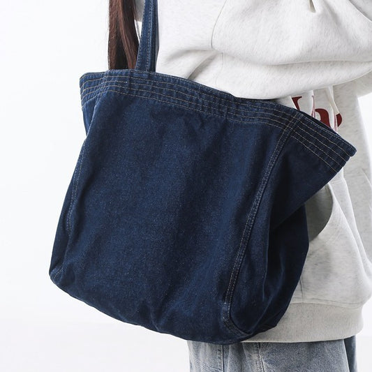 Lazy Chic Large Capacity Denim Bag for Women 2025 New Fashionable Student School Bag Casual Boho Commute Crossbody Bag