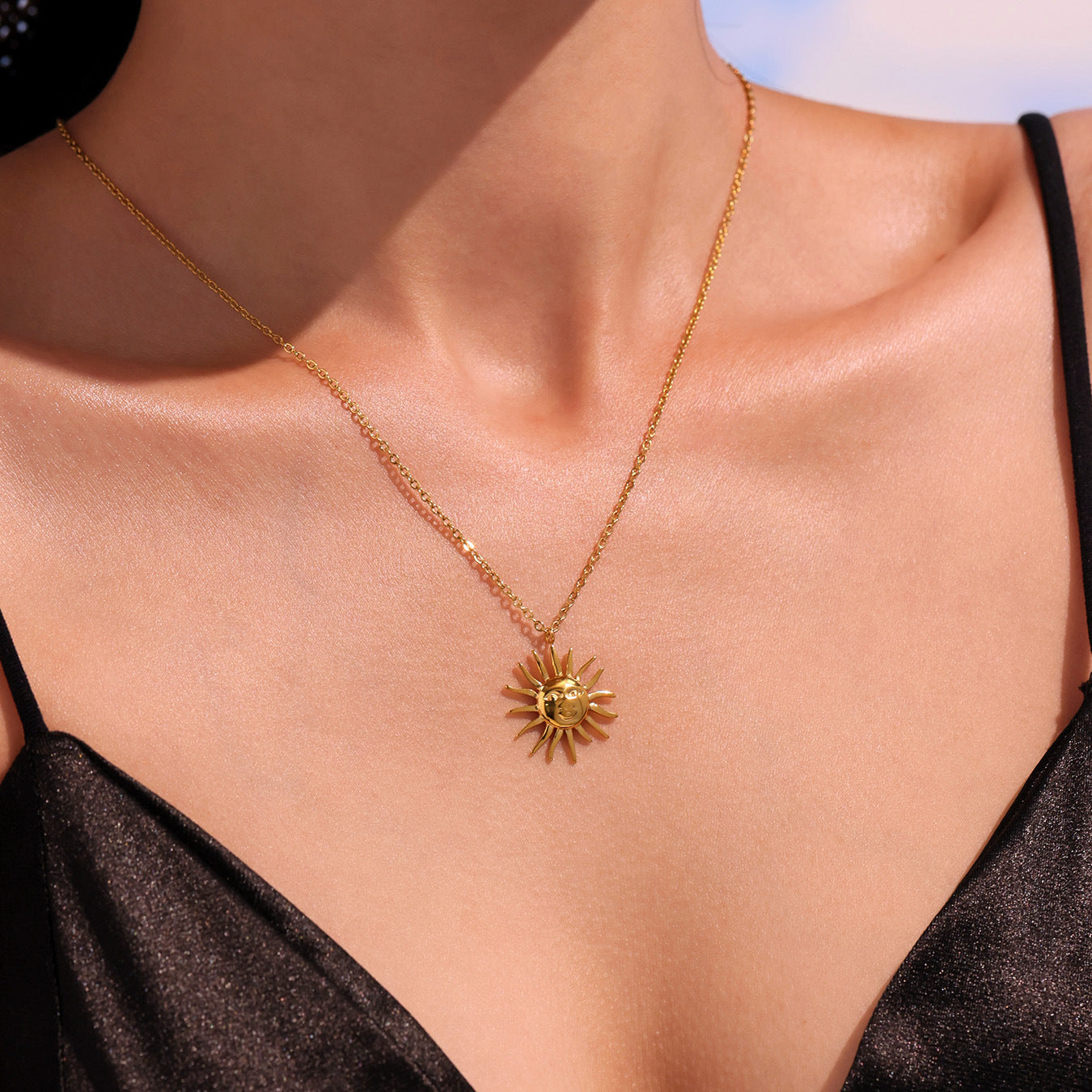 Gold Necklace for Women Sun Goddess Pendant Necklace Women's Jewelry