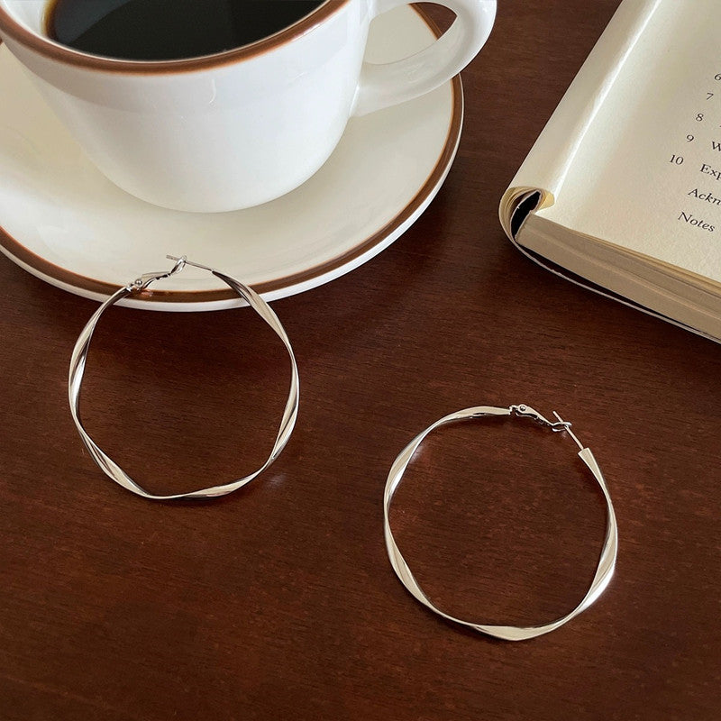 Gold Earrings for Women Twisted Circle Earrings Silver Women's Jewelry