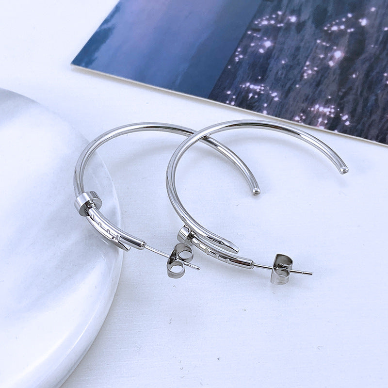 Gold Earrings for Women Diamond Silver Nail Stud Earrings
