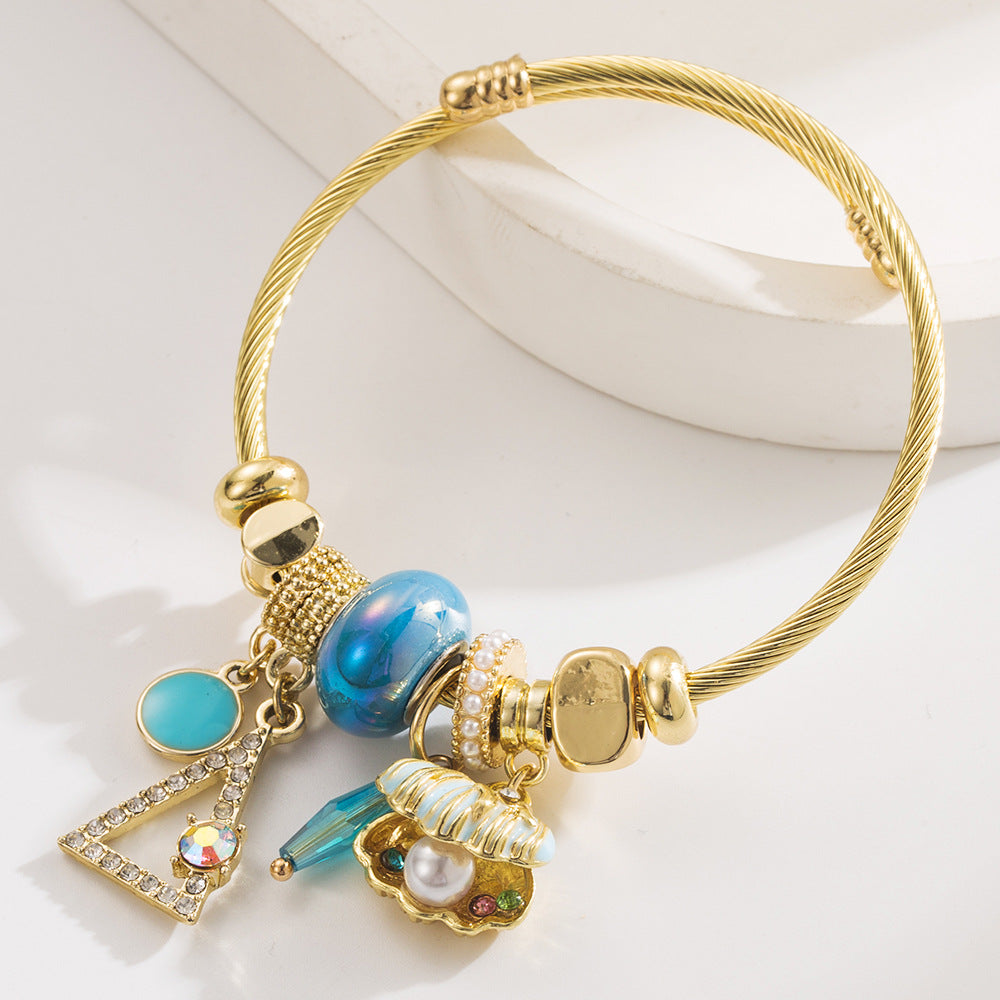 Gold Bracelets for Women Beaded Bracelet Charm Bracelet Geometric Tennis Bracelet