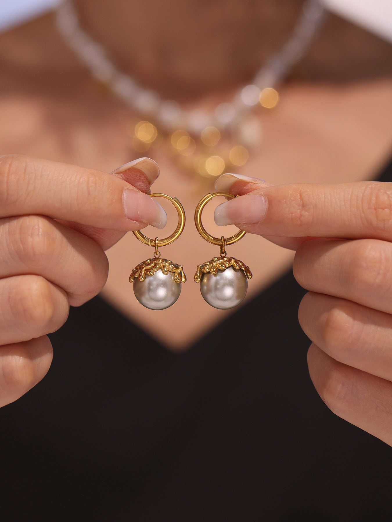 Gold Earrings for Women Elegant Small Flower Pearl Earrings