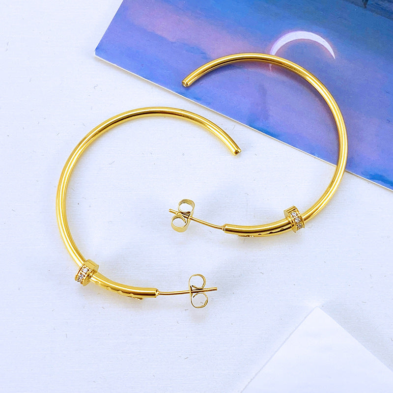 Gold Earrings for Women Diamond Silver Nail Stud Earrings