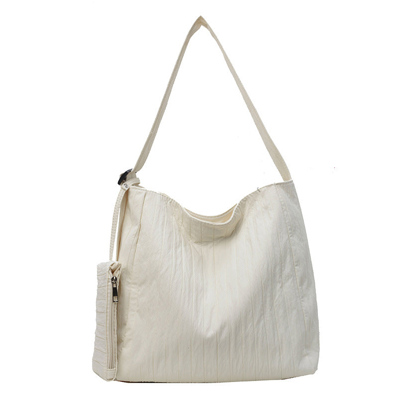 2025 New Bag Wrinkled Underarm Bag Tote Bag Canvas Bag Large Capacity Single Shoulder Women's Bag Cross Shoulder Handbag