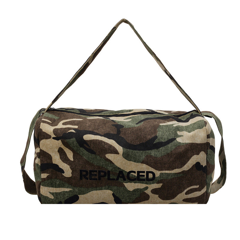 Camouflage canvas bag crossbody bag 2025 new fashionable single shoulder women's large capacity leisure student class commuting bag