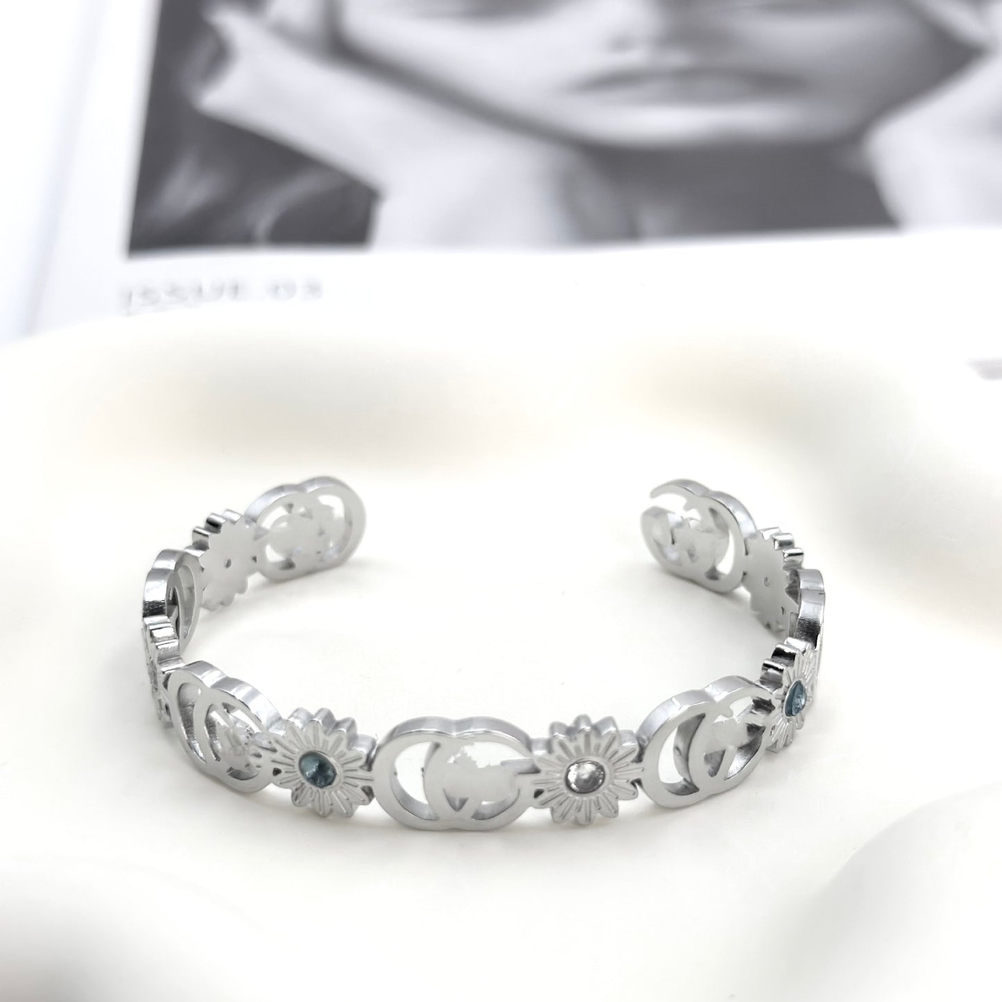 Bracelet for Women Gold Hollow Opening Bracelet Silver Carved Bracelet