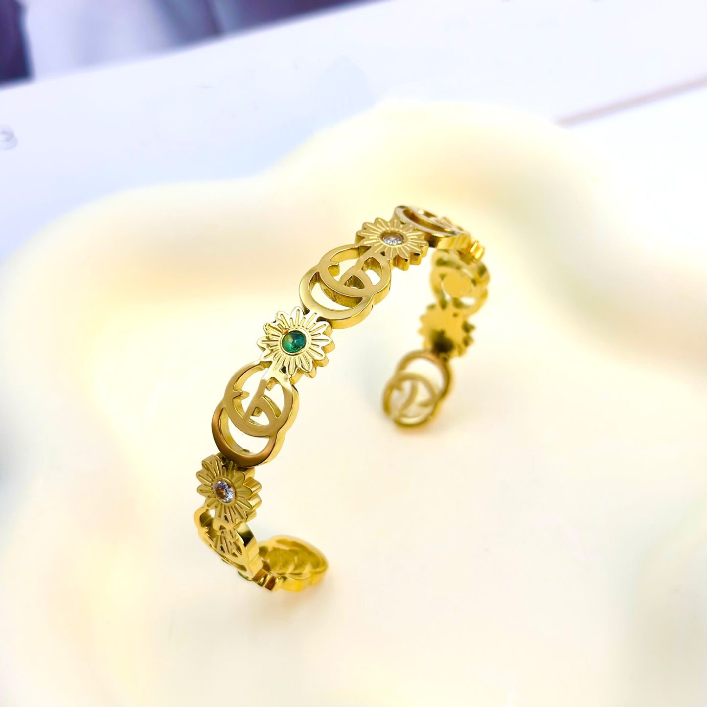 Bracelet for Women Gold Hollow Opening Bracelet Silver Carved Bracelet