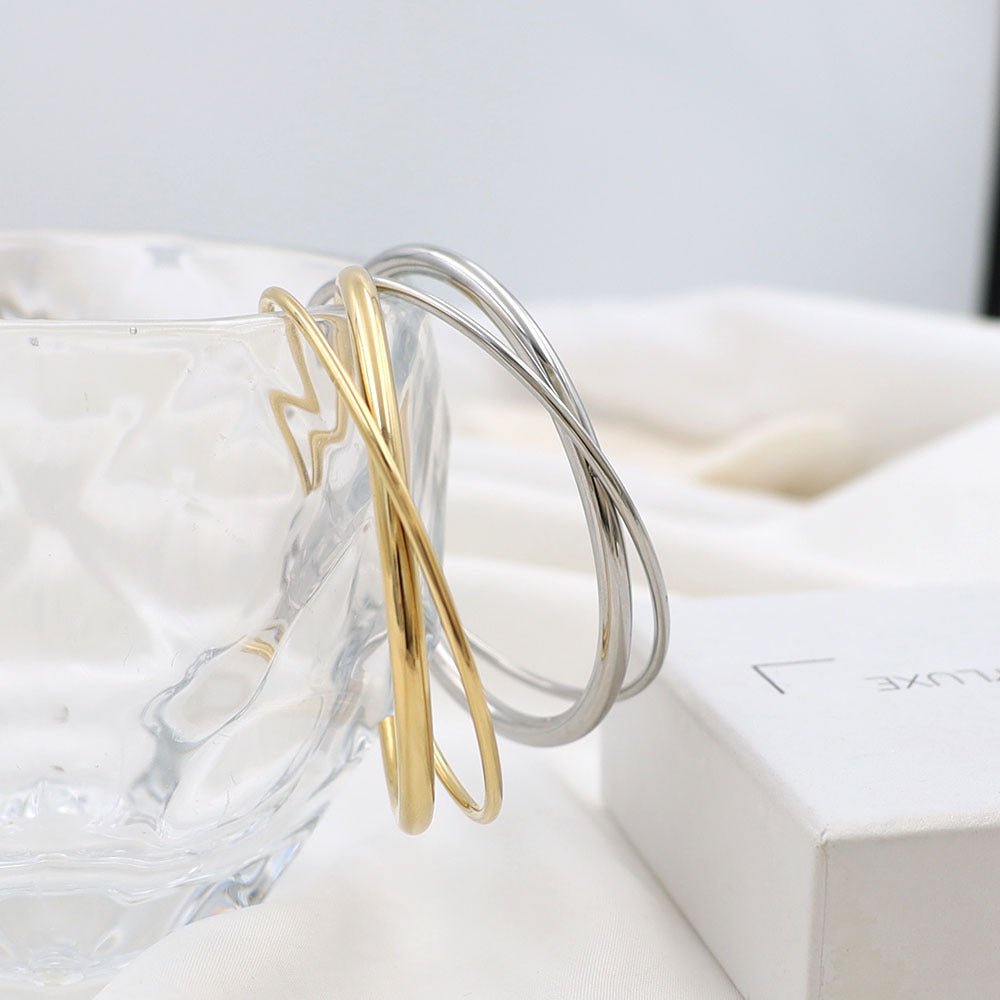Gold Bracelet for Women Plain Opening Bracelets Silver Women's Jewelry