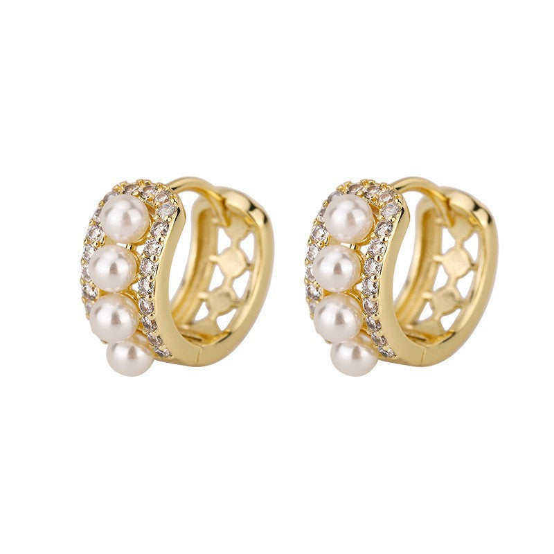 Gold Earrings for Women Pearl Hoop Earrings Diamond Silver Earrings