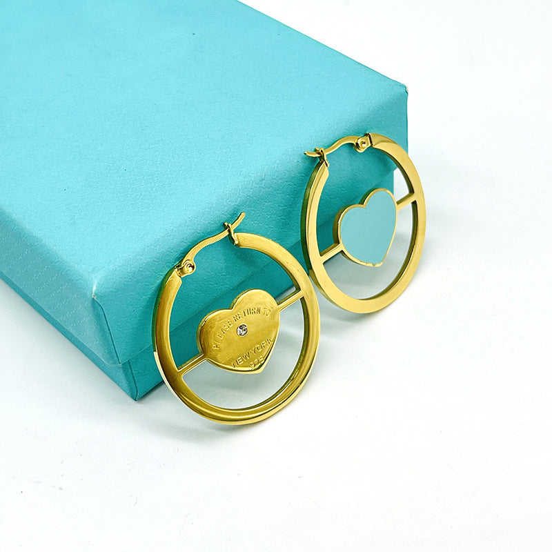 Gold Earrings for Women Silver Heart-shaped Enamel Earrings