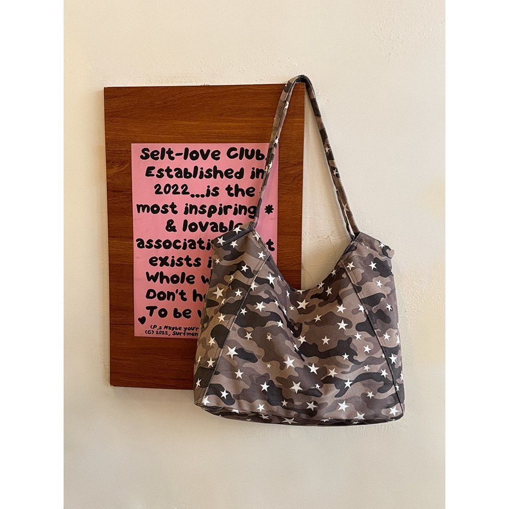 Retro Camouflage Tote Bag for Women 2025 New Large Capacity Commuter Shoulder Bag, Casual Versatile Canvas Bag
