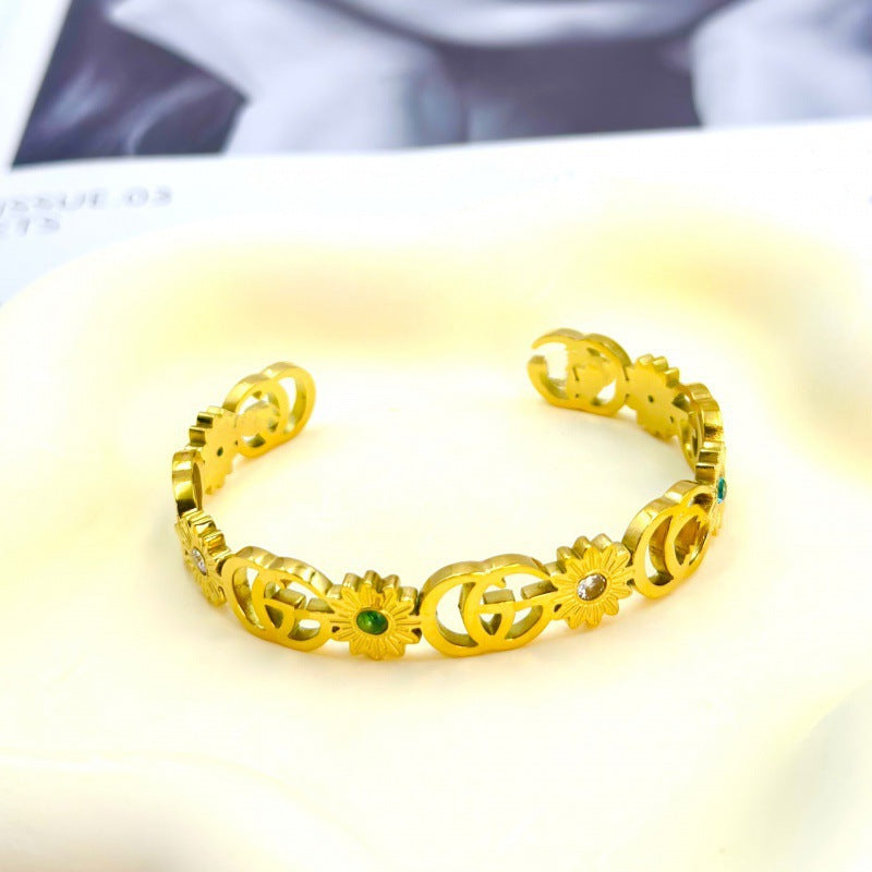 Bracelet for Women Gold Hollow Opening Bracelet Silver Carved Bracelet