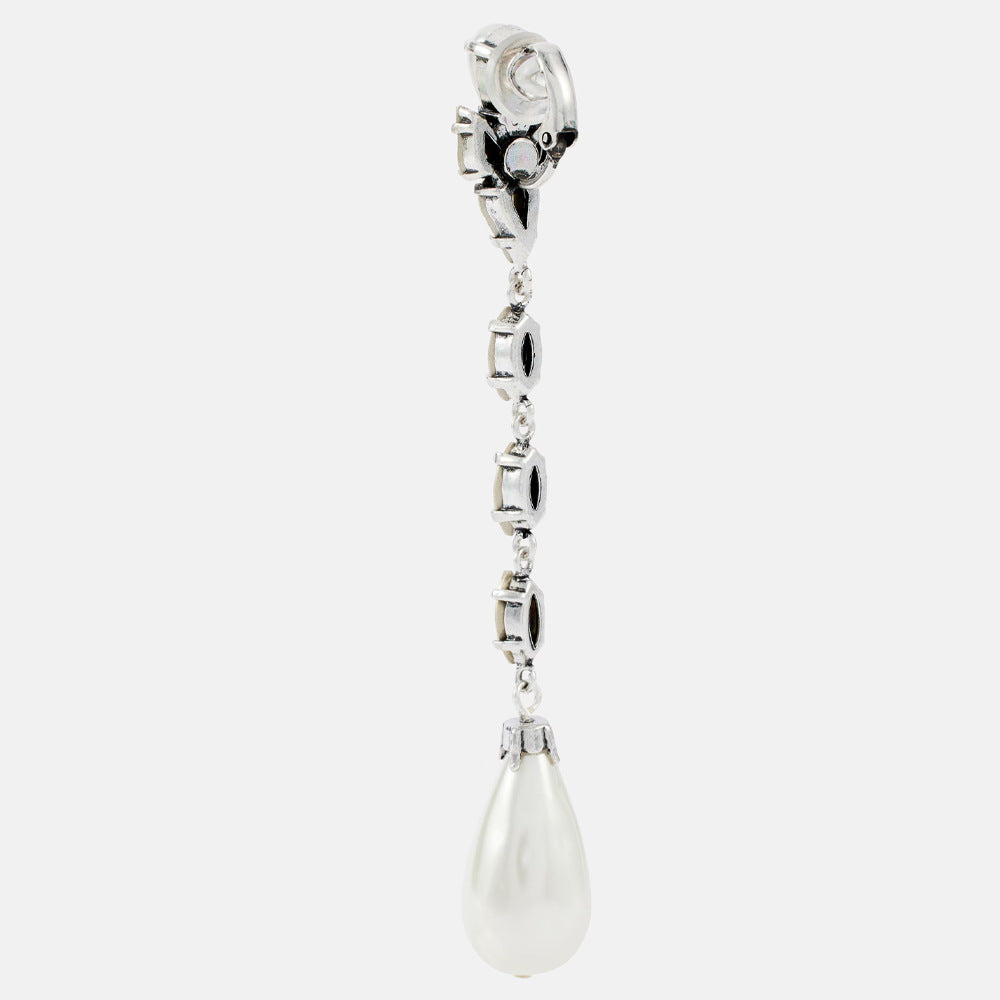 Earrings for Women Diamond Pearl Drop Crystal Earrings Silver Women's Jewelry