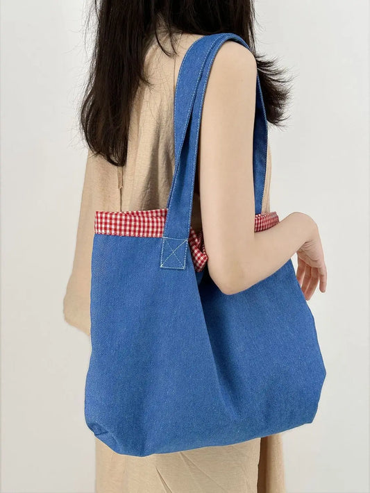 Striped Print Double Side Canvas Tote Bags Reusable Grocery Women Shoulder Crafts Shopping Handbag Gifts for Women Birthday