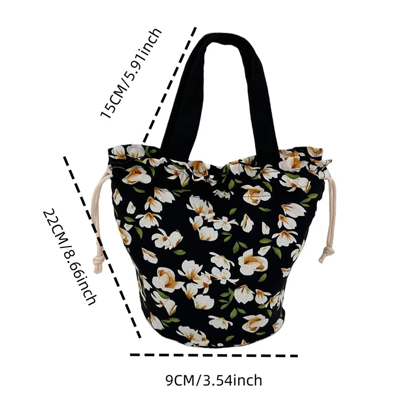 Floral Print Canvas Reusable Grocery Tote Bag Fenale Shoulder Handbag Crafts Shopping Bags Gifts for Women Birthday Christmas