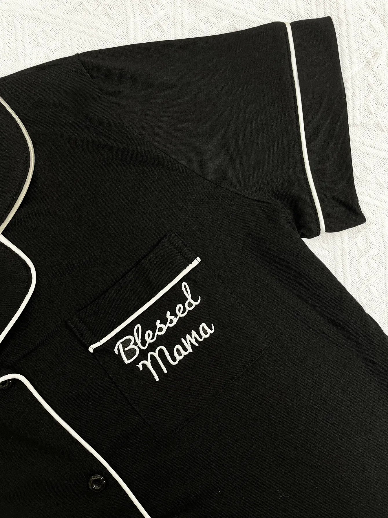 Solid Women Pajama Sets Short Sleeves Front Button Top & Full-Length Pants 2 Piece Letter Print Female Sleepwear Nightwear