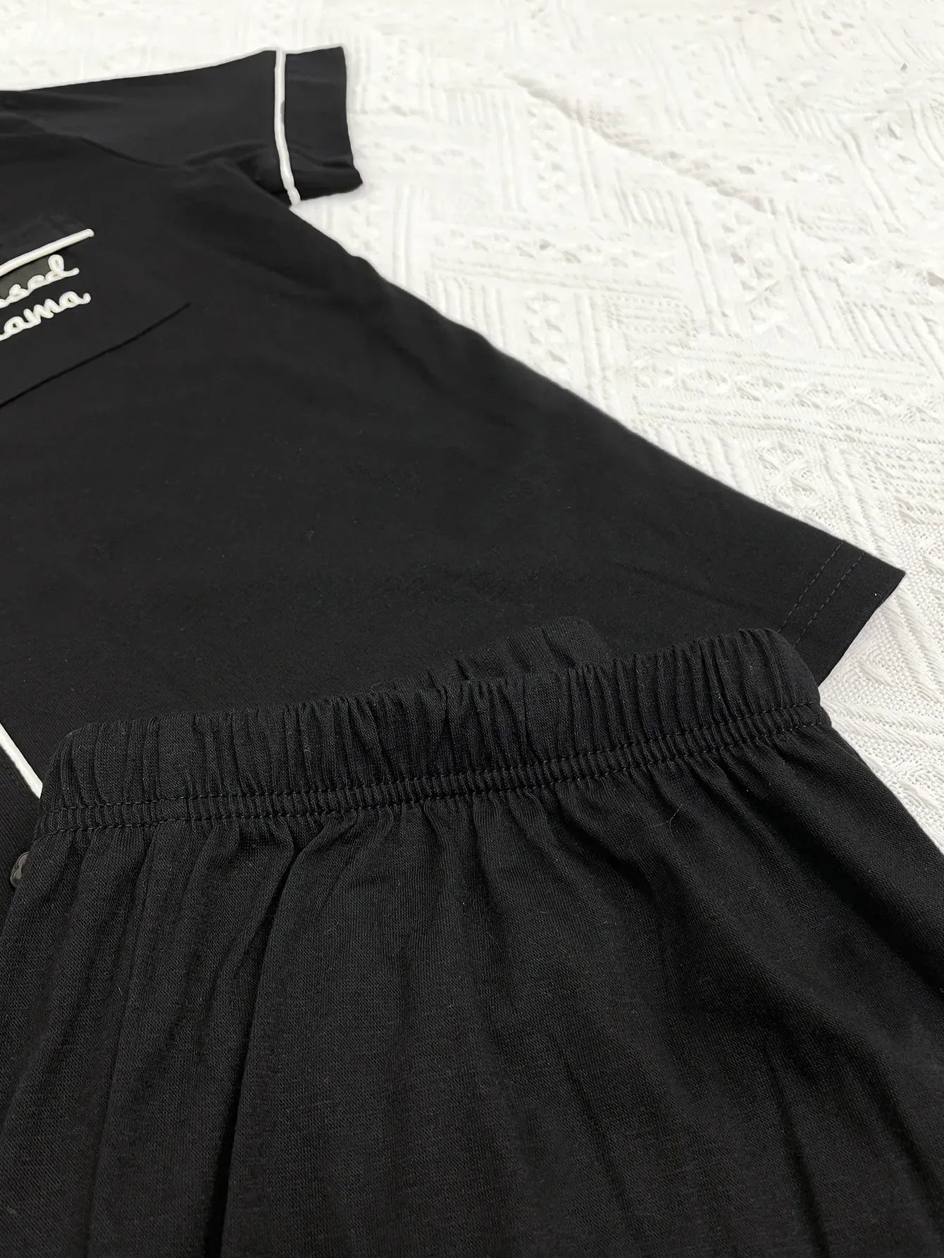 Solid Women Pajama Sets Short Sleeves Front Button Top & Full-Length Pants 2 Piece Letter Print Female Sleepwear Nightwear