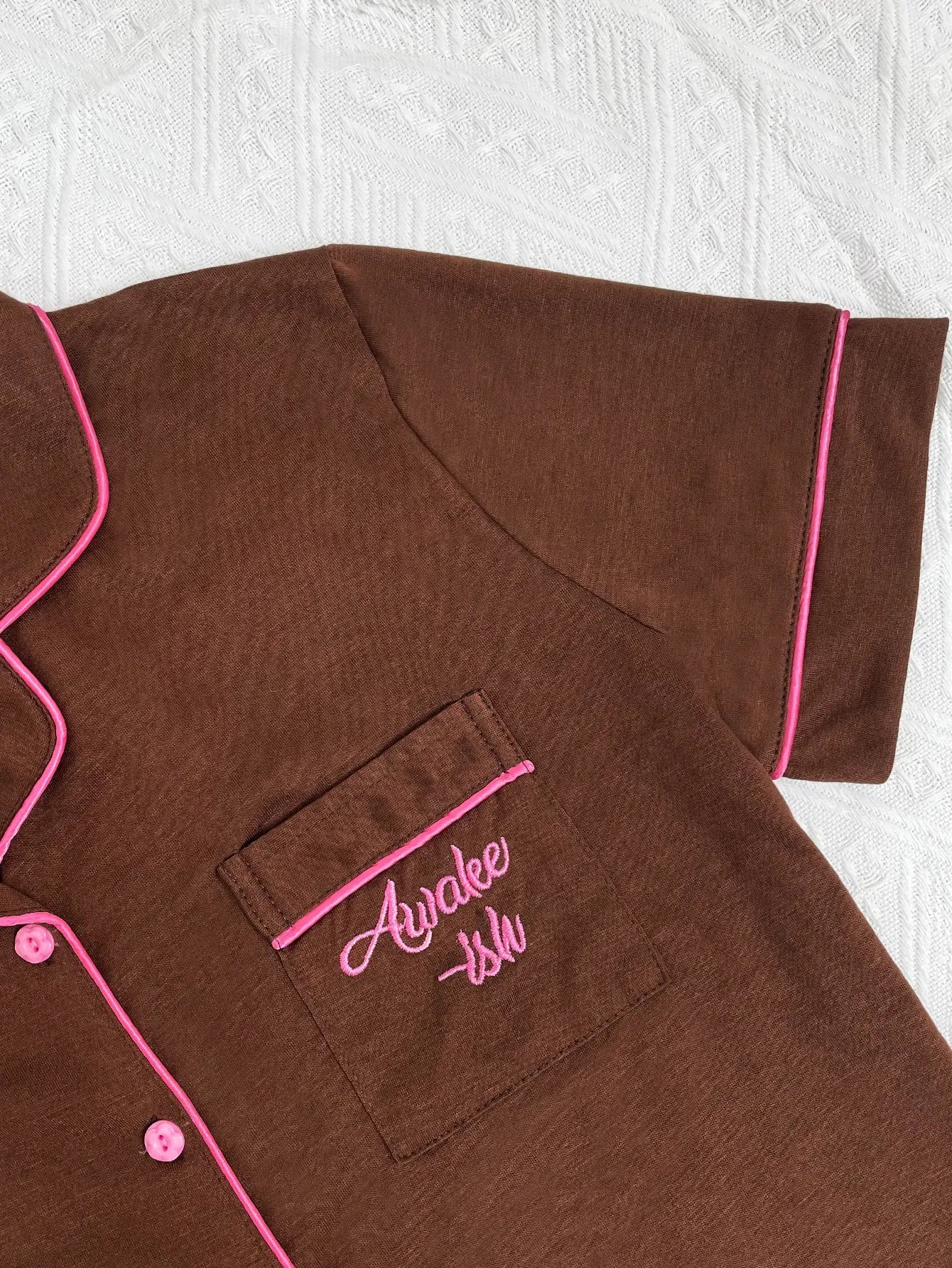 Solid Women Pajama Sets Short Sleeves Front Button Top & Full-Length Pants 2 Piece Letter Print Female Sleepwear Nightwear