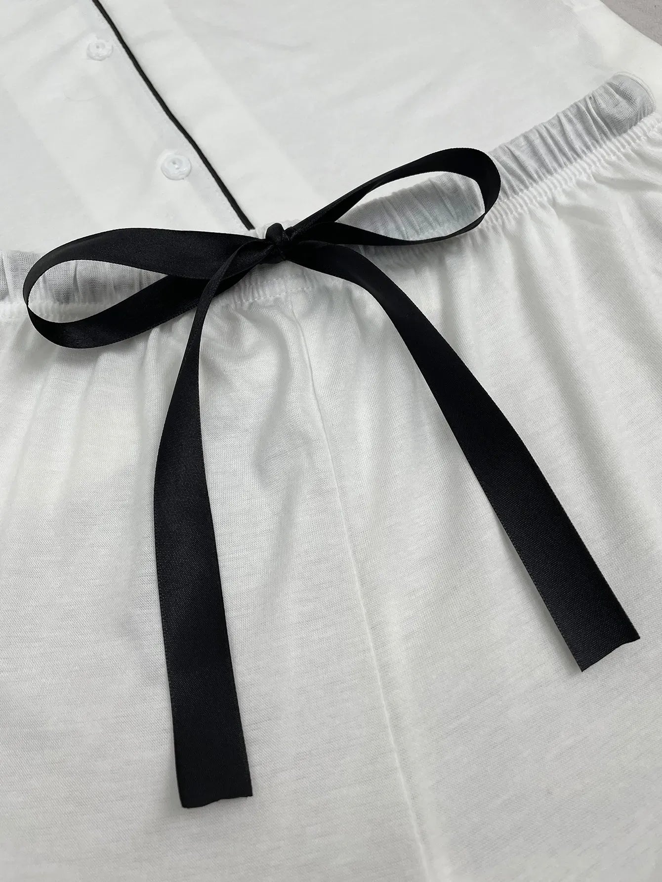 Summer Women's Pajamas Sets Short Sleeve Notched Collar Front Button Top & Elastic Waist Ruffle Shorts Loungewear Sleepwear