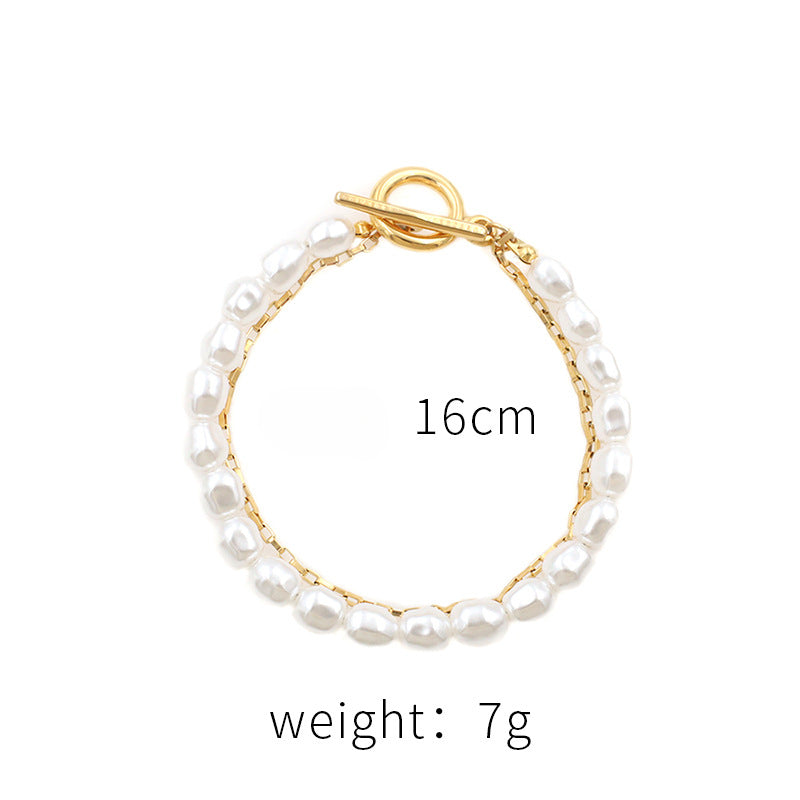 Bracelet for Women Pearl Gold Bracelet Double Layer Tennis Bracelets